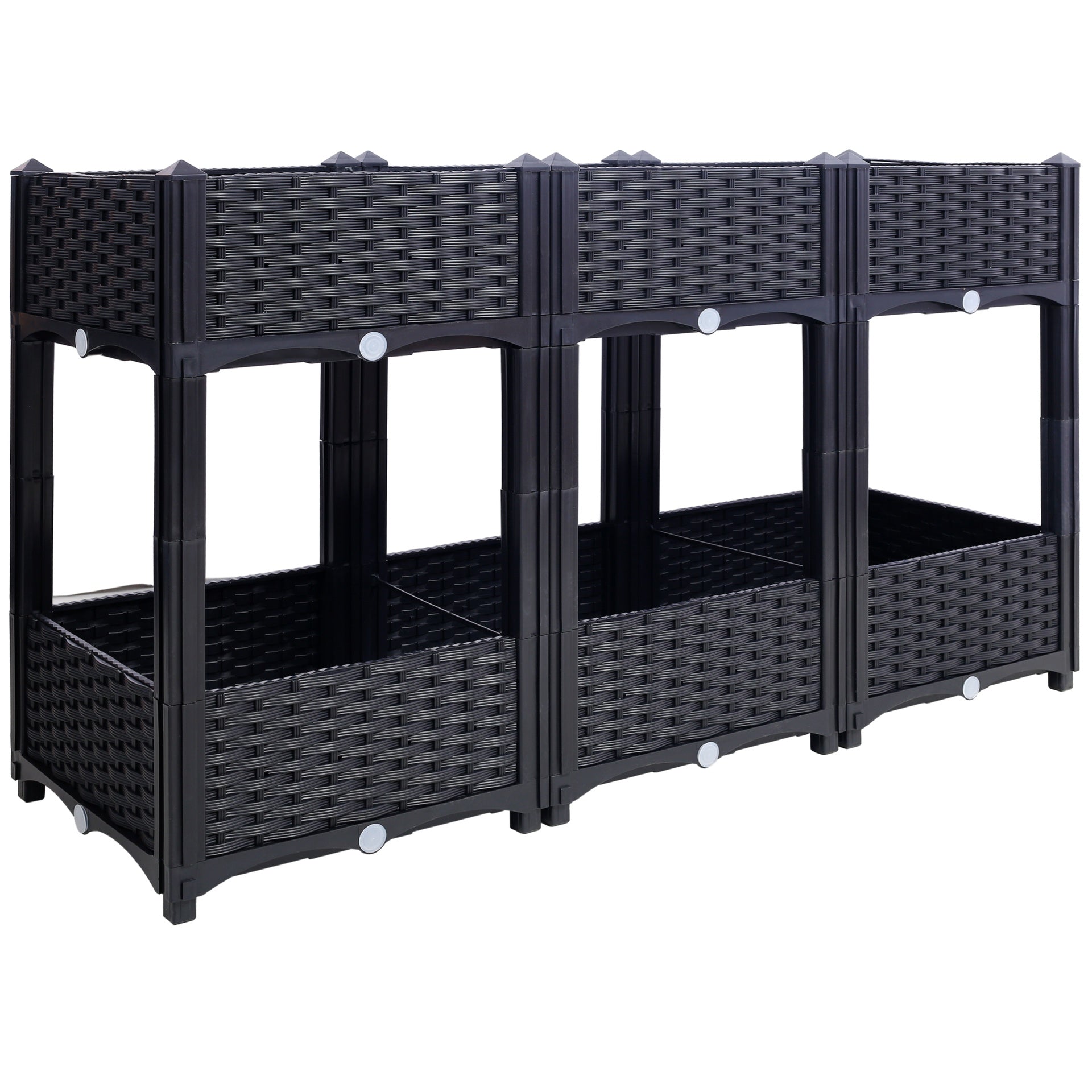 Planter Raised Beds - Elevated Planter Garden Box with Drainage Plug Raised Garden Beds for Vegetable/Flower/Herb Outdoor Standing Planter Beds Gardening Kit,Black,47.2"x15.7"x27.7"