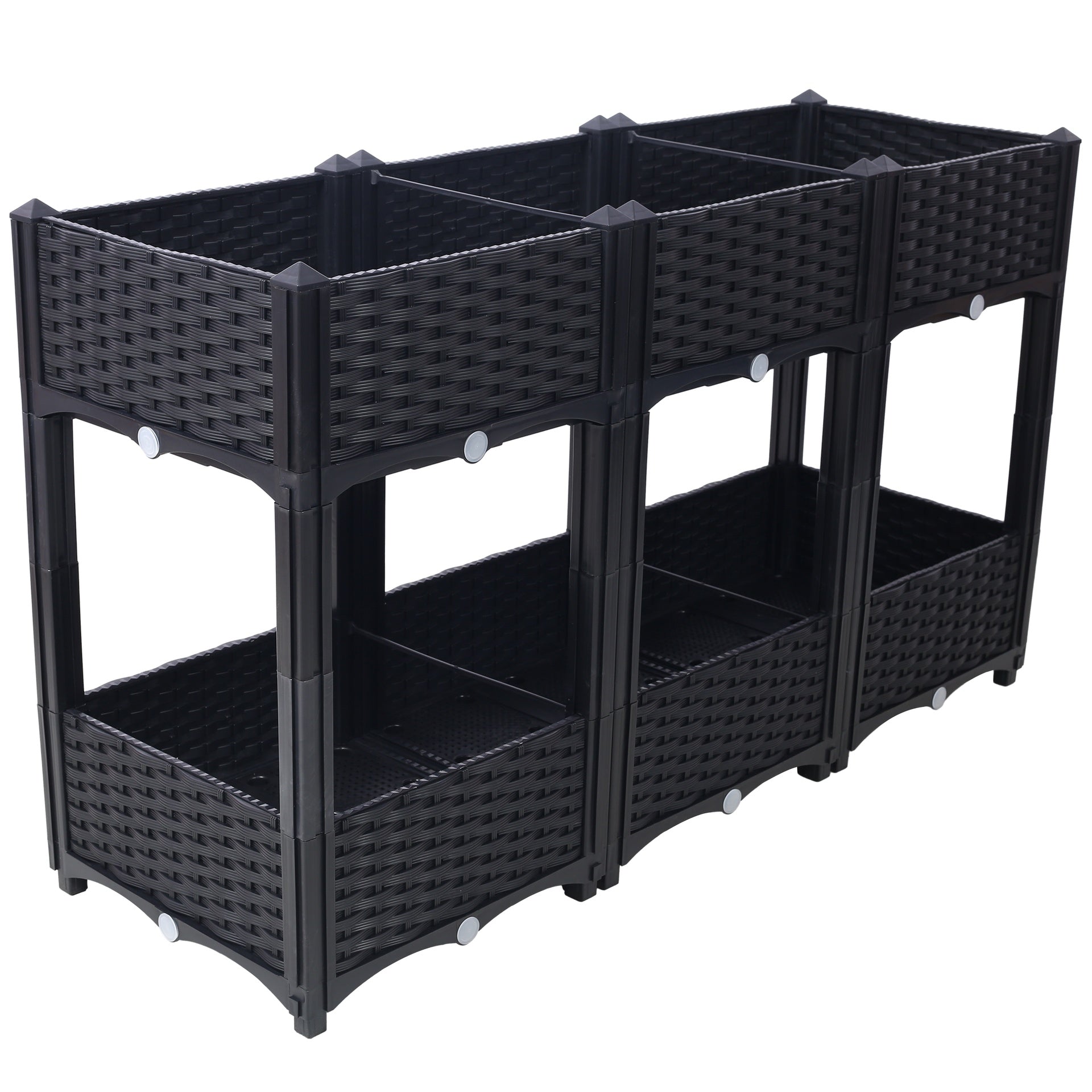 Planter Raised Beds - Elevated Planter Garden Box with Drainage Plug Raised Garden Beds for Vegetable/Flower/Herb Outdoor Standing Planter Beds Gardening Kit,Black,47.2"x15.7"x27.7"