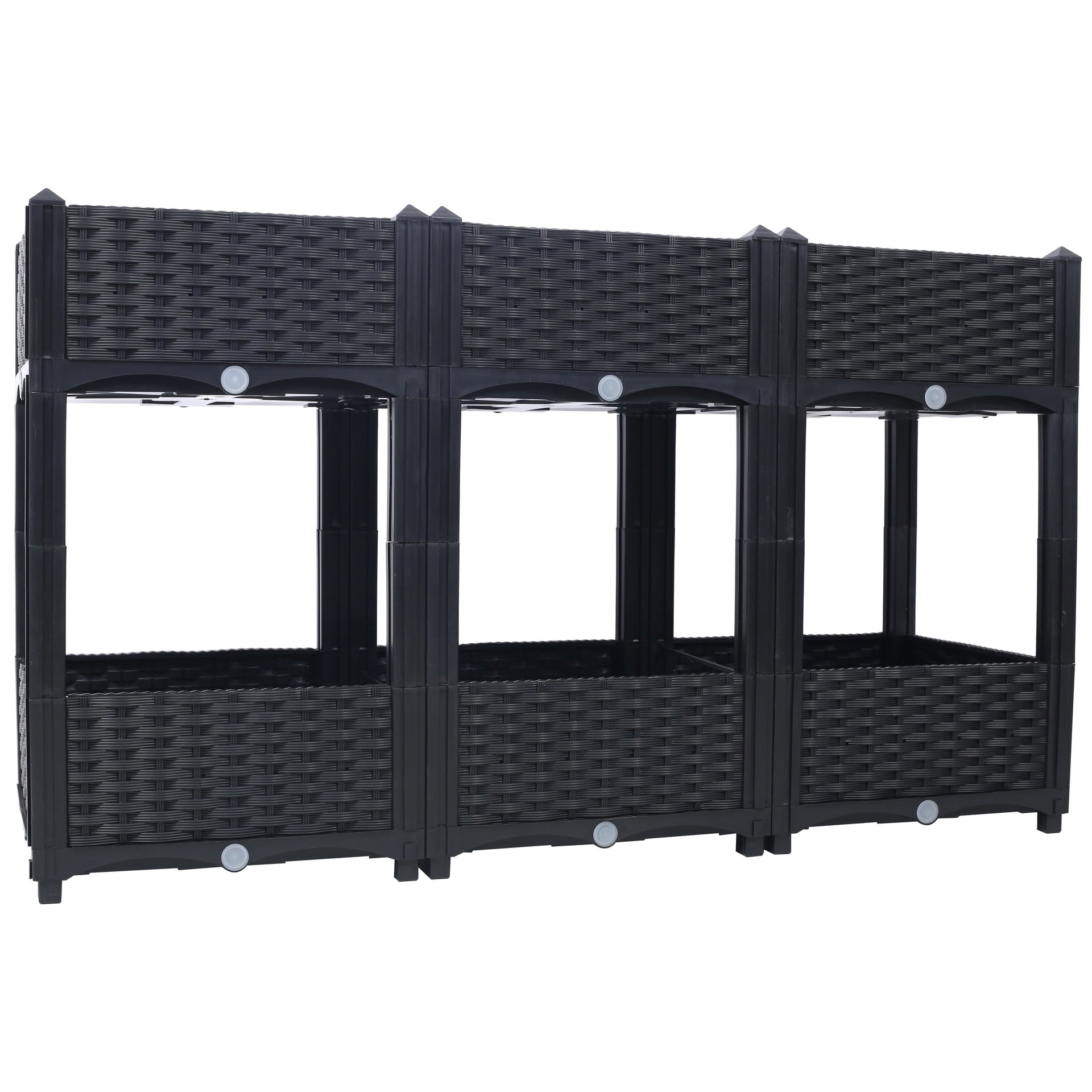 Planter Raised Beds - Elevated Planter Garden Box with Drainage Plug Raised Garden Beds for Vegetable/Flower/Herb Outdoor Standing Planter Beds Gardening Kit,Black,47.2"x15.7"x27.7"