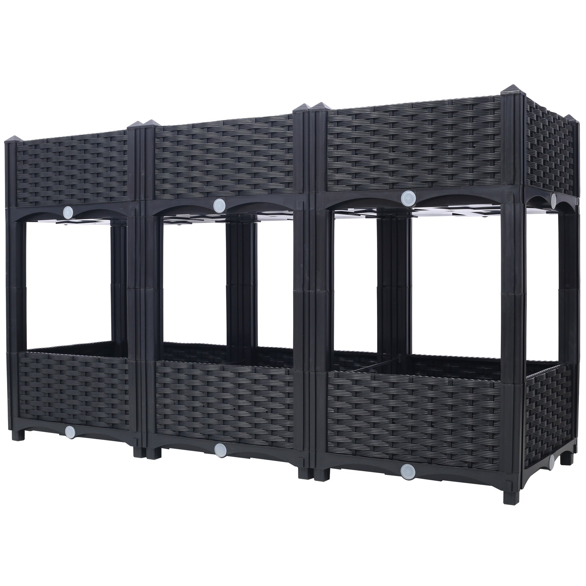 Planter Raised Beds - Elevated Planter Garden Box with Drainage Plug Raised Garden Beds for Vegetable/Flower/Herb Outdoor Standing Planter Beds Gardening Kit,Black,47.2"x15.7"x27.7"