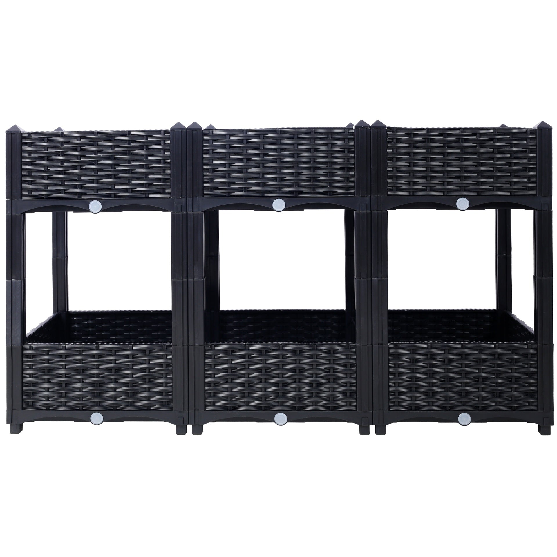 Planter Raised Beds - Elevated Planter Garden Box with Drainage Plug Raised Garden Beds for Vegetable/Flower/Herb Outdoor Standing Planter Beds Gardening Kit,Black,47.2"x15.7"x27.7"