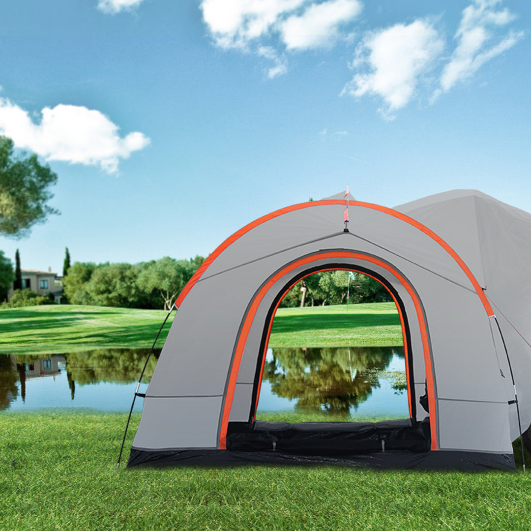 SUV Camping Tent, 8'-8' SUV Tent Attachment for Camping with Rain Layer and Carry Bag, PU2000mm Double Layer Truck Tent, Accommodate 6-8 Person, Rear Tent for Van Hatch Tailgate