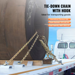 Binder Chain G80 Tie Down Tow Chain with Two Hooks 5/16" x 14.2' 4900 lbs