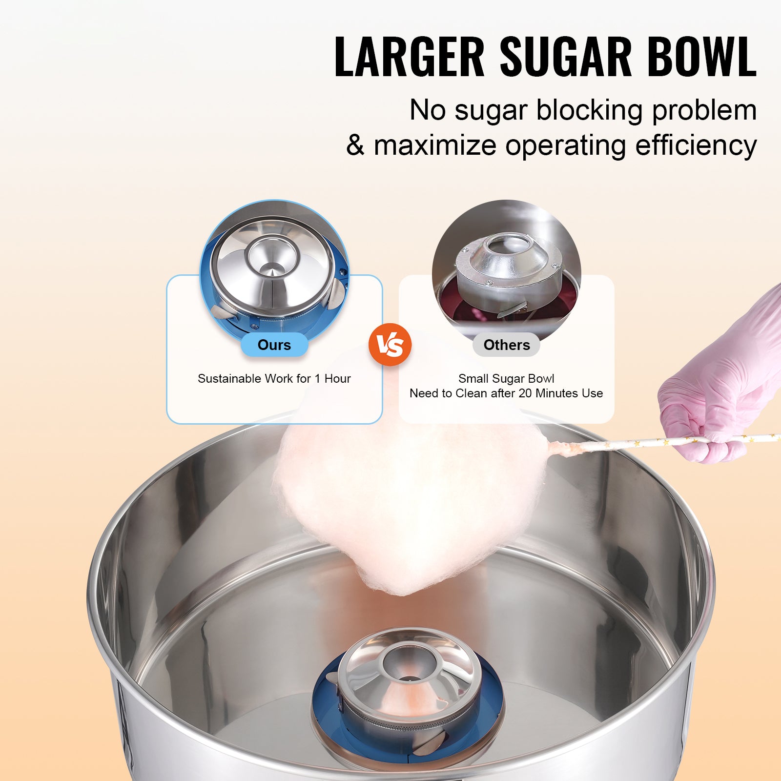 Electric Cotton Candy Machine, 1000W Candy Floss Maker, Commercial Cotton Candy Machine with Stainless Steel Bowl, Sugar Scoop, and Drawer, Perfect for Home Kids Birthday, Family Party, Blue