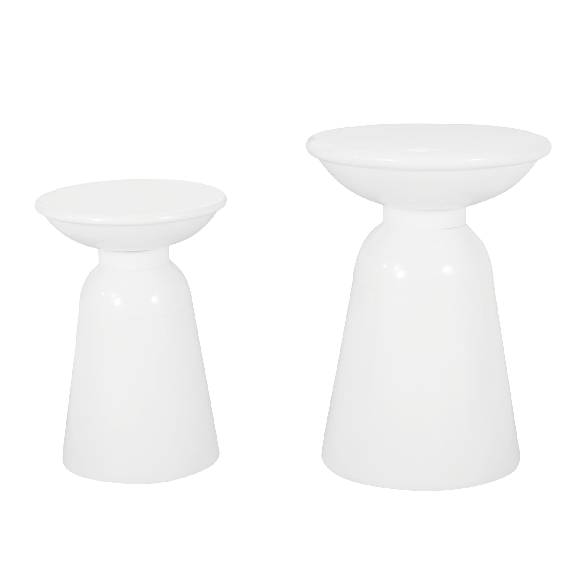 Serenita Outdoor Iron Side Tables with Flared Design, Set of 2 , White