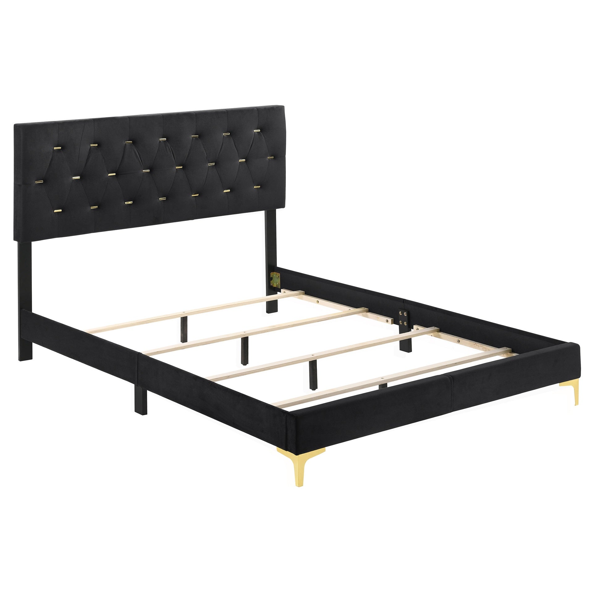 Lexie Black/Gold 4-piece Tufted Panel Eastern King Bedroom Set