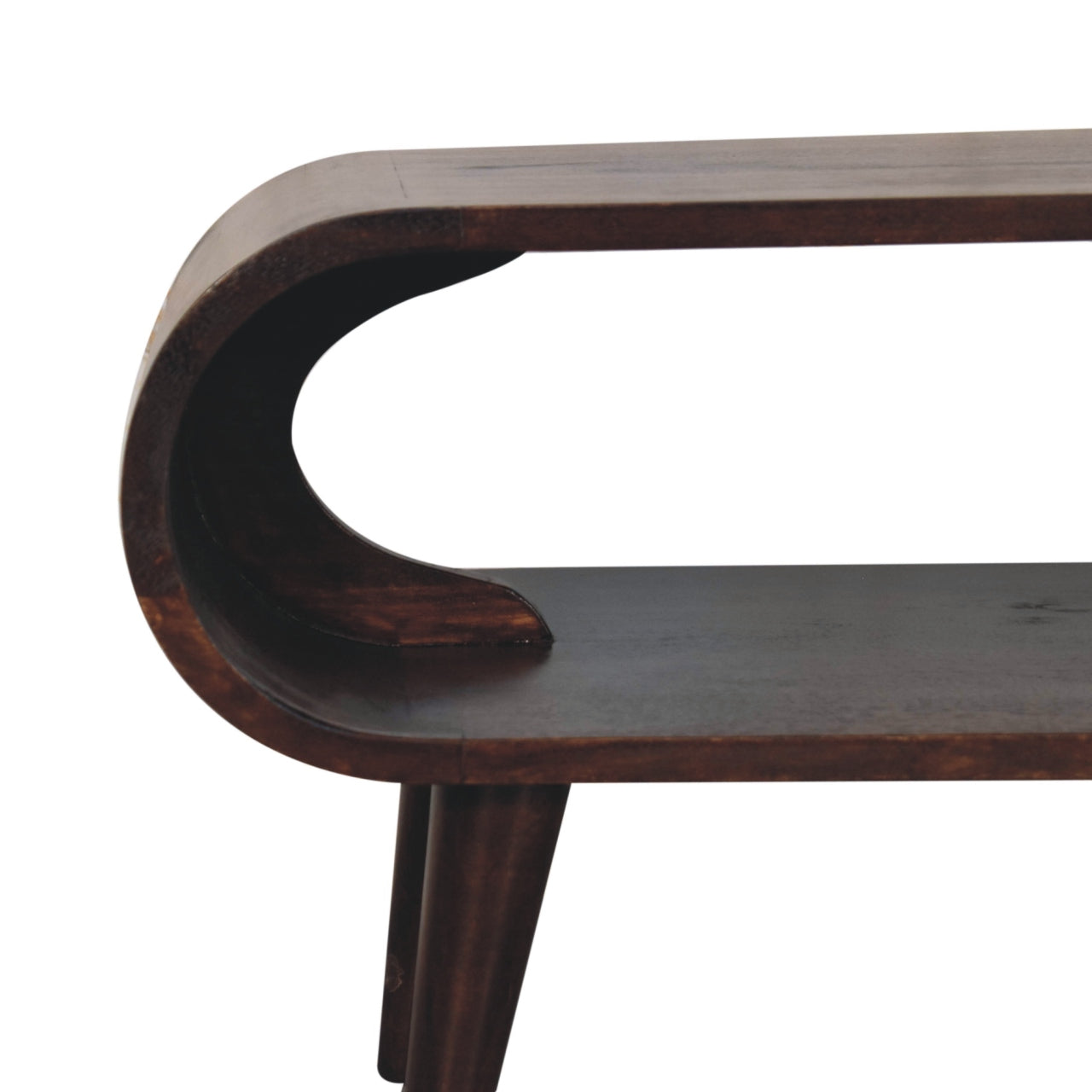 Solid Wood Amaya Light Walnut Coffee Table, Open Storage, Dark Brown