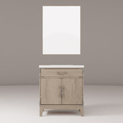 Grey Oak Single Bath Vanity 30 in. W x 22 in. D, Cultured Marble Countertop and 28 in. Mirror