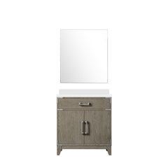 Grey Oak Single Bath Vanity 30 in. W x 22 in. D, Cultured Marble Countertop and 28 in. Mirror