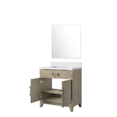 Grey Oak Single Bath Vanity 30 in. W x 22 in. D, Cultured Marble Countertop and 28 in. Mirror
