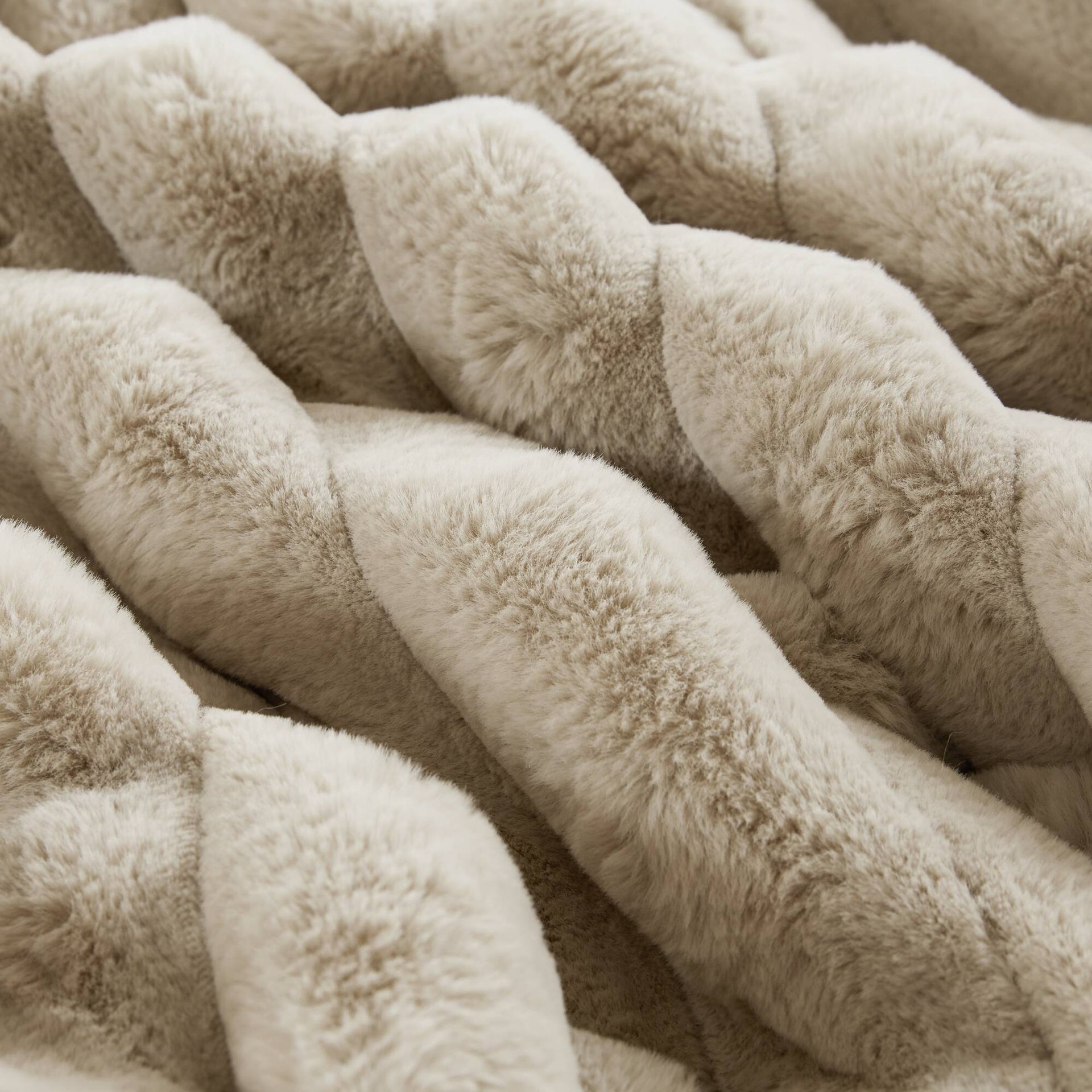 3 PCS King Ultrasoft Faux Fur Ribbed Comforter Set Taupe