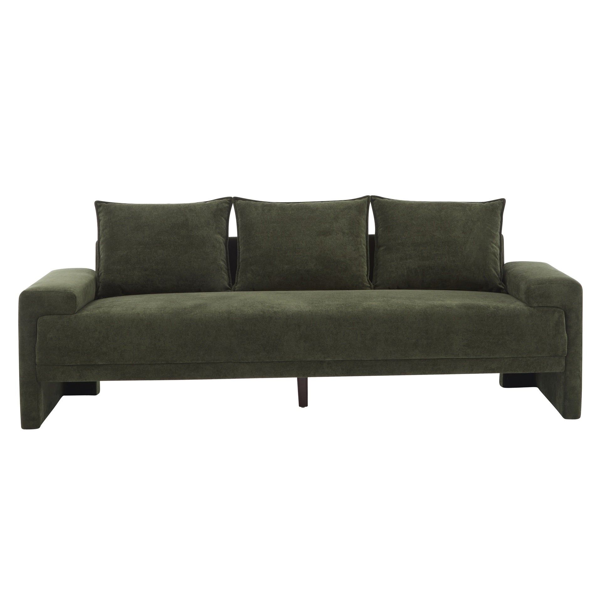 Algora 84.5 in. 3 Seater Modern Upholstered Velvet Sofa,Moss Green