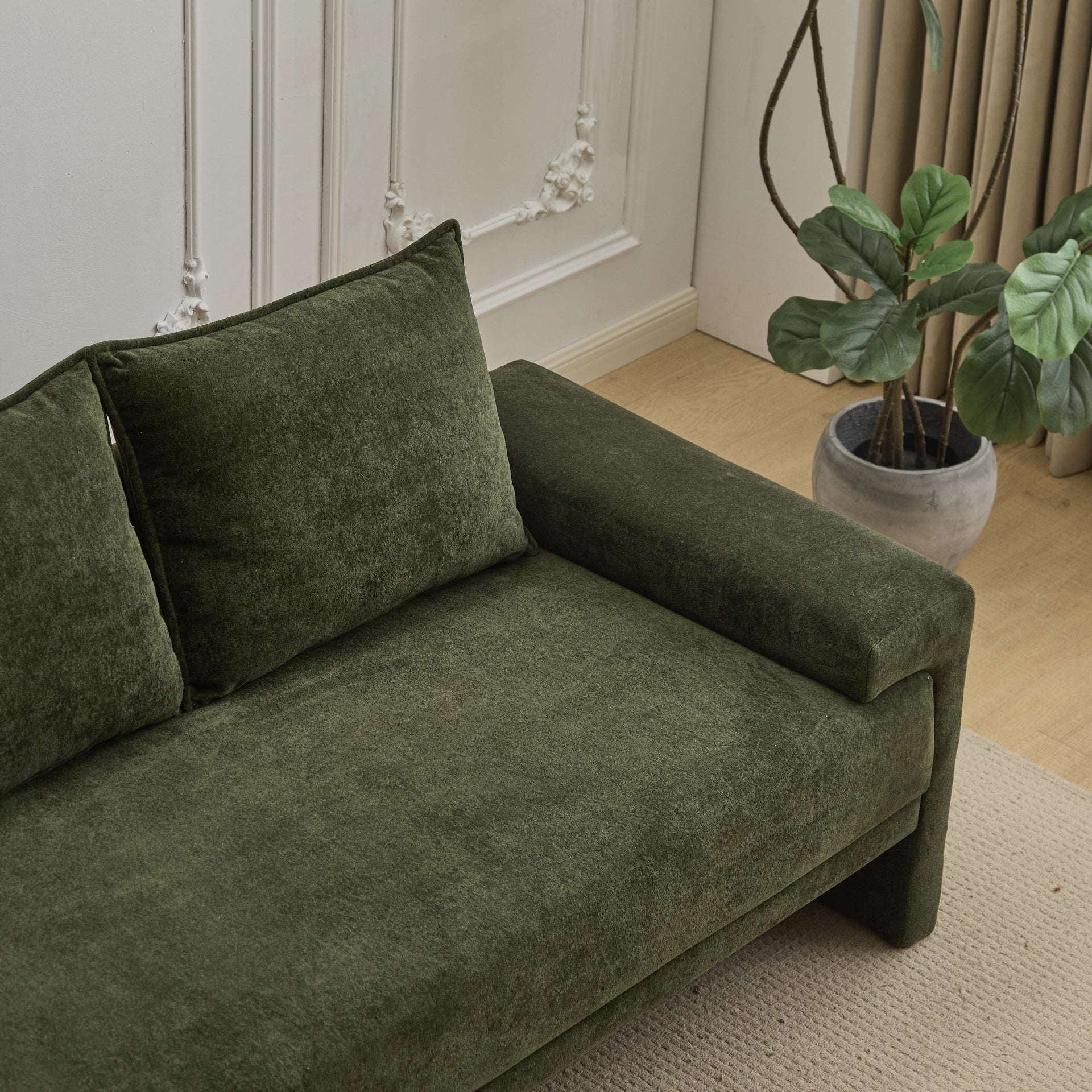 Algora 84.5 in. 3 Seater Modern Upholstered Velvet Sofa,Moss Green