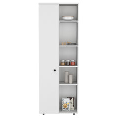 DEPOT E-SHOP Cary 67" H Kitchen Storage Cabinet With One Door, Five Interior Shelves and Five Exterior Shelves,White