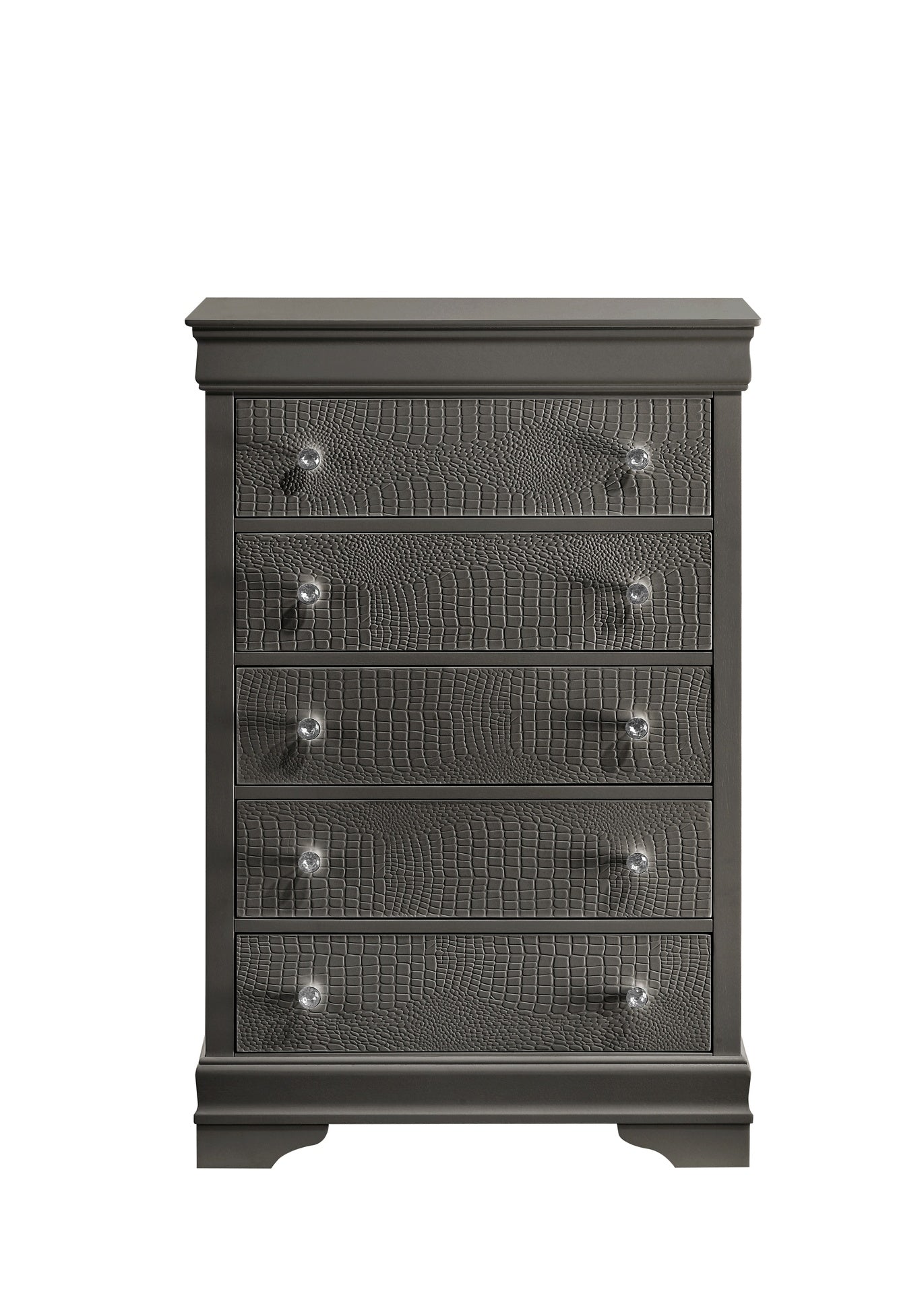 Blaze Modern Style 5-Drawer Chest Made with Wood in Metallic Gray  same as B009P286645 (CA inventory)