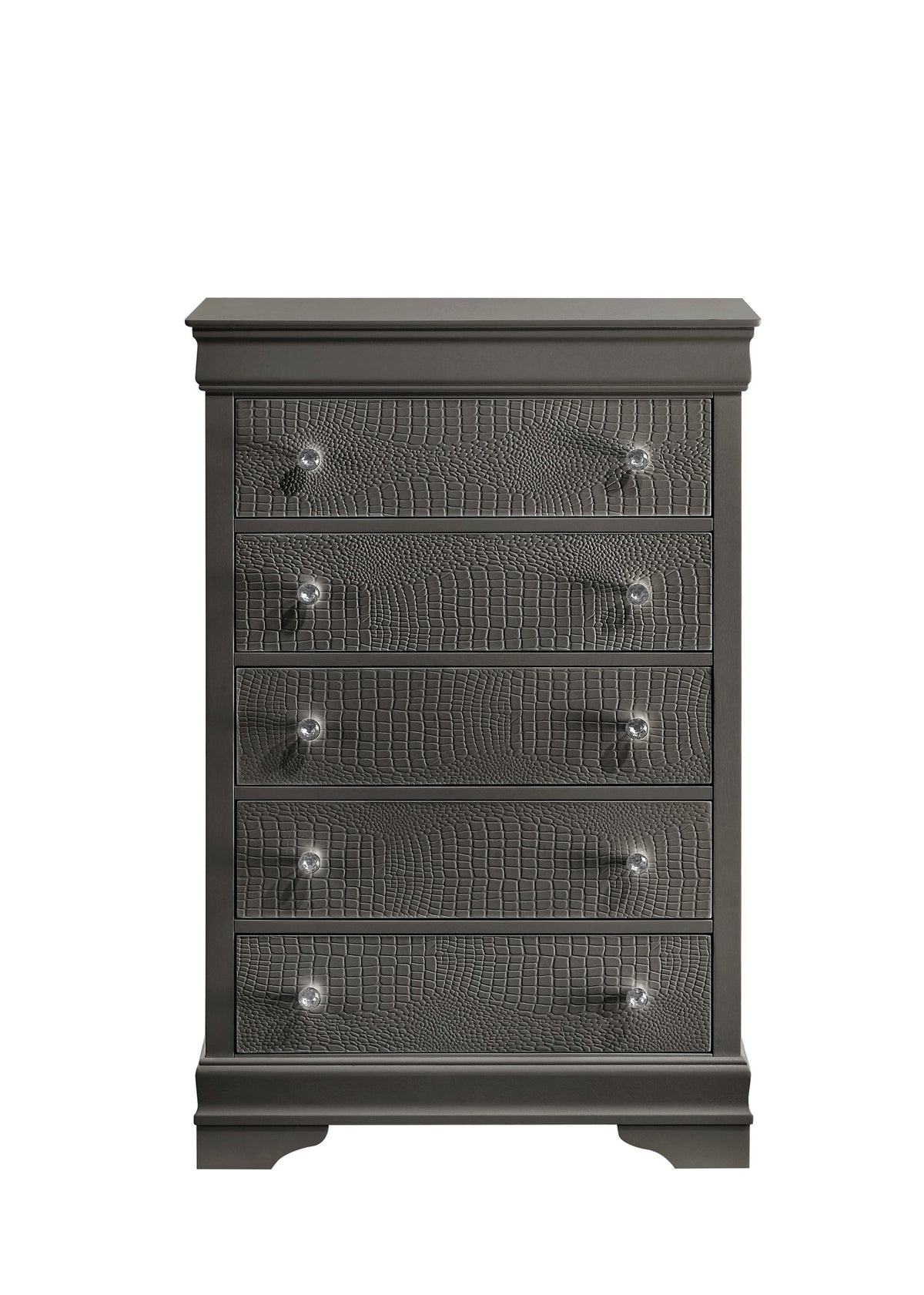 Blaze Modern Style 5-Drawer Chest Made with Wood in Metallic Gray  same as B009P286645 (CA inventory)