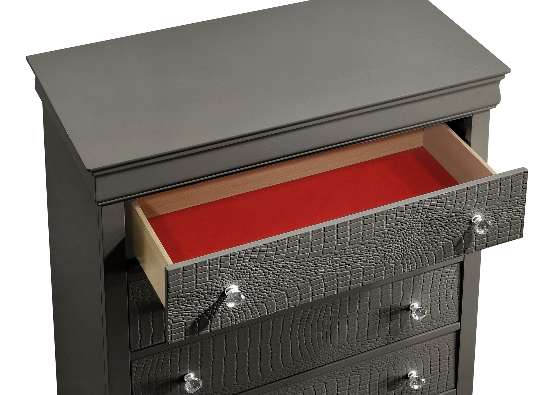 Blaze Modern Style 5-Drawer Chest Made with Wood in Metallic Gray  same as B009P286645 (CA inventory)