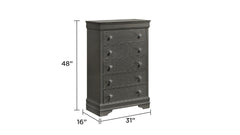 Blaze Modern Style 5-Drawer Chest Made with Wood in Metallic Gray  same as B009P286645 (CA inventory)