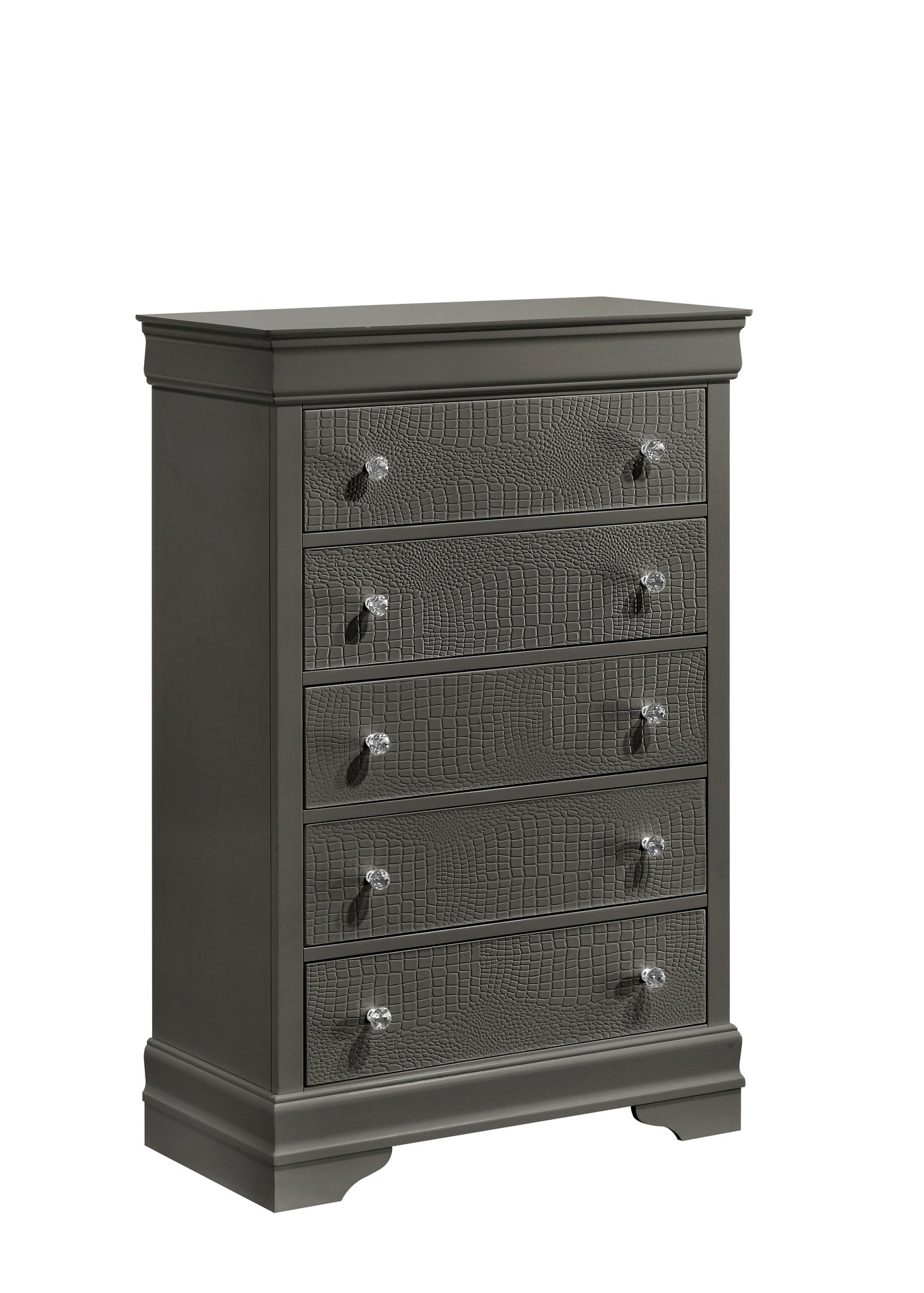 Blaze Modern Style 5-Drawer Chest Made with Wood in Metallic Gray  same as B009P286645 (CA inventory)