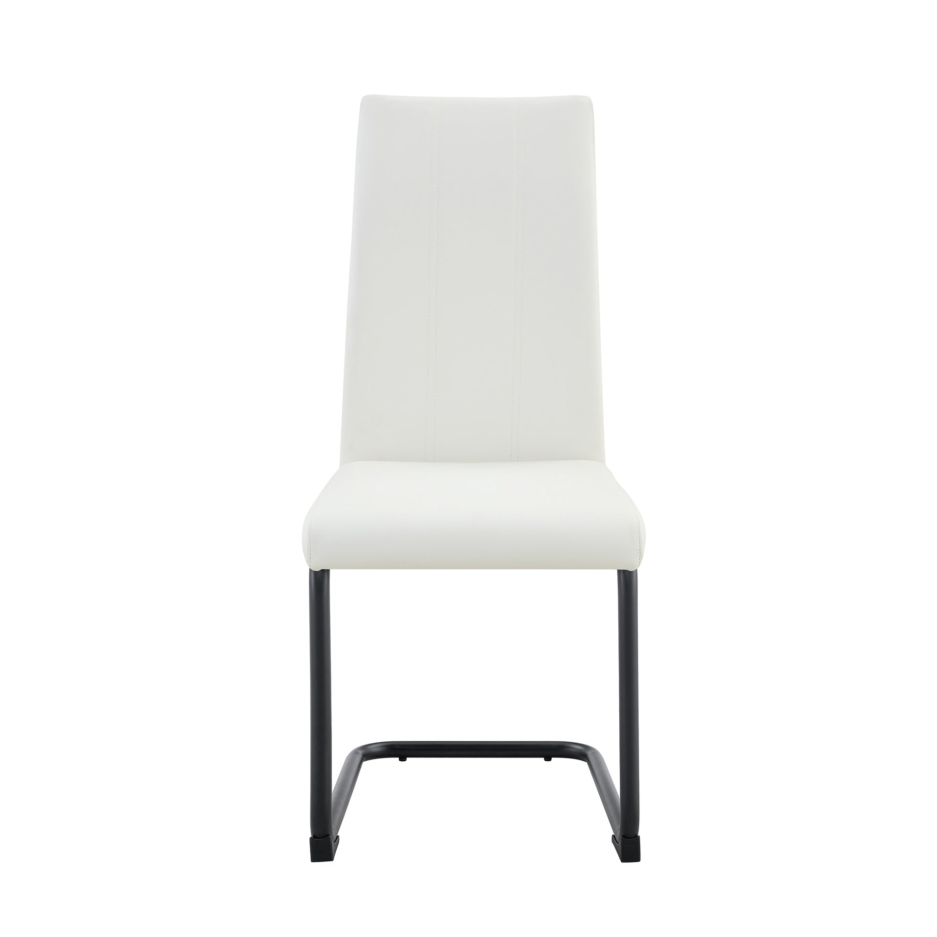 2-Pack White PU Upholstered Dining Chairs - Modern Kitchen Side Chairs with Sturdy Black Powder-Coated Metal Tube Legs, Comfortable High-Back Seating for Dining Room, Kitchen & Living Room