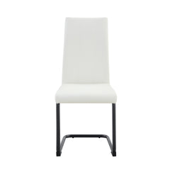 2-Pack White PU Upholstered Dining Chairs - Modern Kitchen Side Chairs with Sturdy Black Powder-Coated Metal Tube Legs, Comfortable High-Back Seating for Dining Room, Kitchen & Living Room