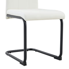 2-Pack White PU Upholstered Dining Chairs - Modern Kitchen Side Chairs with Sturdy Black Powder-Coated Metal Tube Legs, Comfortable High-Back Seating for Dining Room, Kitchen & Living Room