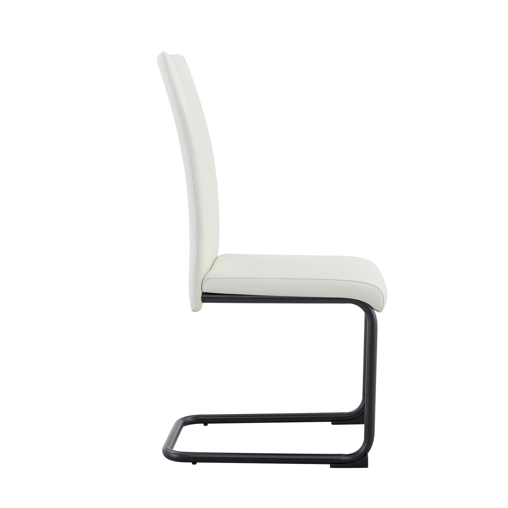 2-Pack White PU Upholstered Dining Chairs - Modern Kitchen Side Chairs with Sturdy Black Powder-Coated Metal Tube Legs, Comfortable High-Back Seating for Dining Room, Kitchen & Living Room