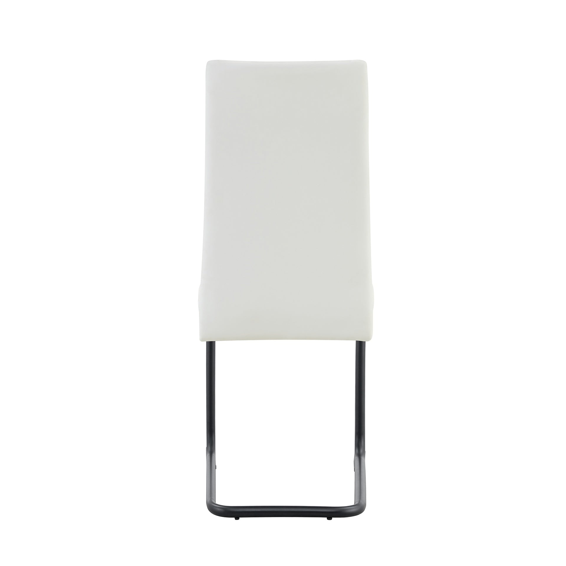 2-Pack White PU Upholstered Dining Chairs - Modern Kitchen Side Chairs with Sturdy Black Powder-Coated Metal Tube Legs, Comfortable High-Back Seating for Dining Room, Kitchen & Living Room
