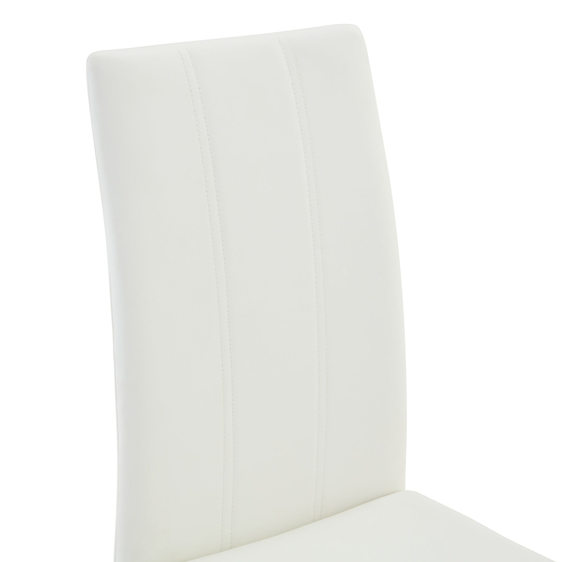2-Pack White PU Upholstered Dining Chairs - Modern Kitchen Side Chairs with Sturdy Black Powder-Coated Metal Tube Legs, Comfortable High-Back Seating for Dining Room, Kitchen & Living Room