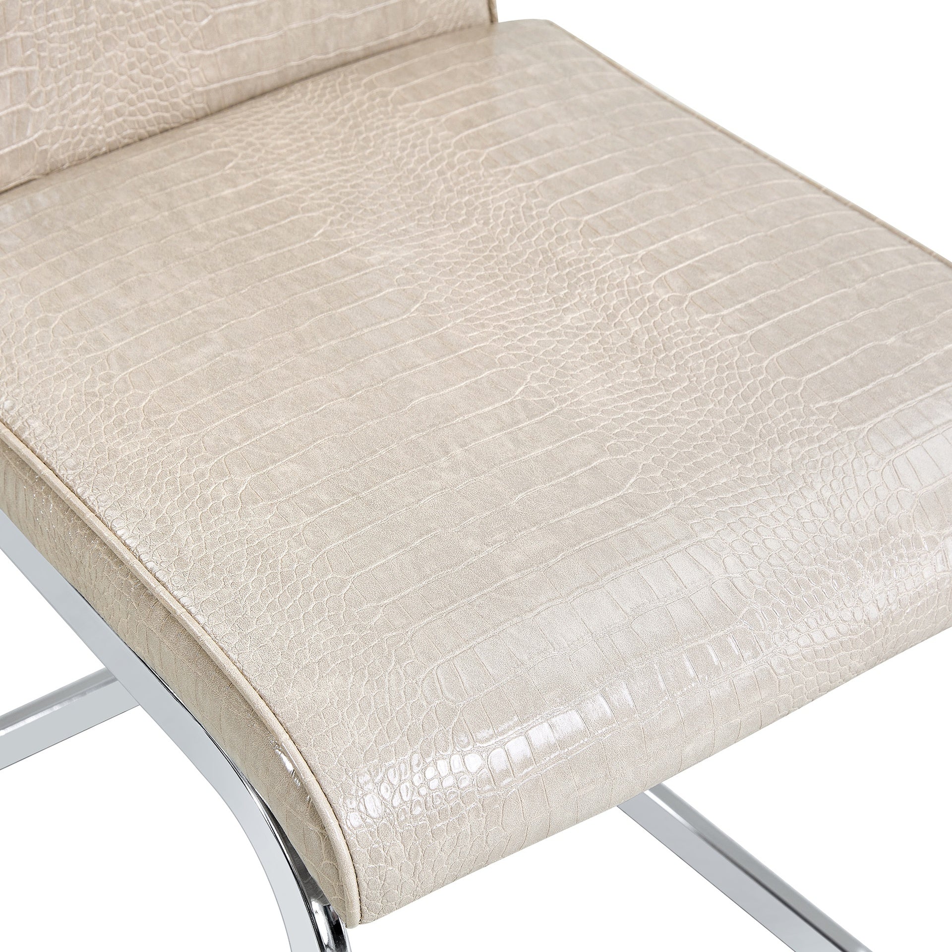 Set of 4,Retro alligator skin Upholstered dining chairs,with Crystal buckle design and Faux Leather design,a touch of elegance and mystery to the dining area,Electroplated metal bow leg