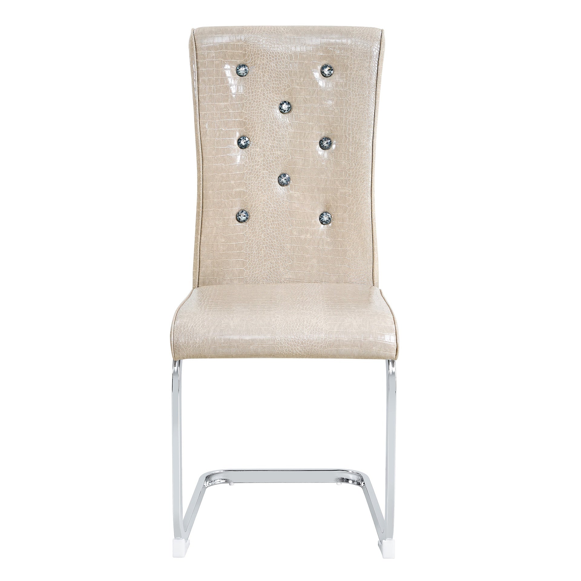 Set of 4,Retro alligator skin Upholstered dining chairs,with Crystal buckle design and Faux Leather design,a touch of elegance and mystery to the dining area,Electroplated metal bow leg