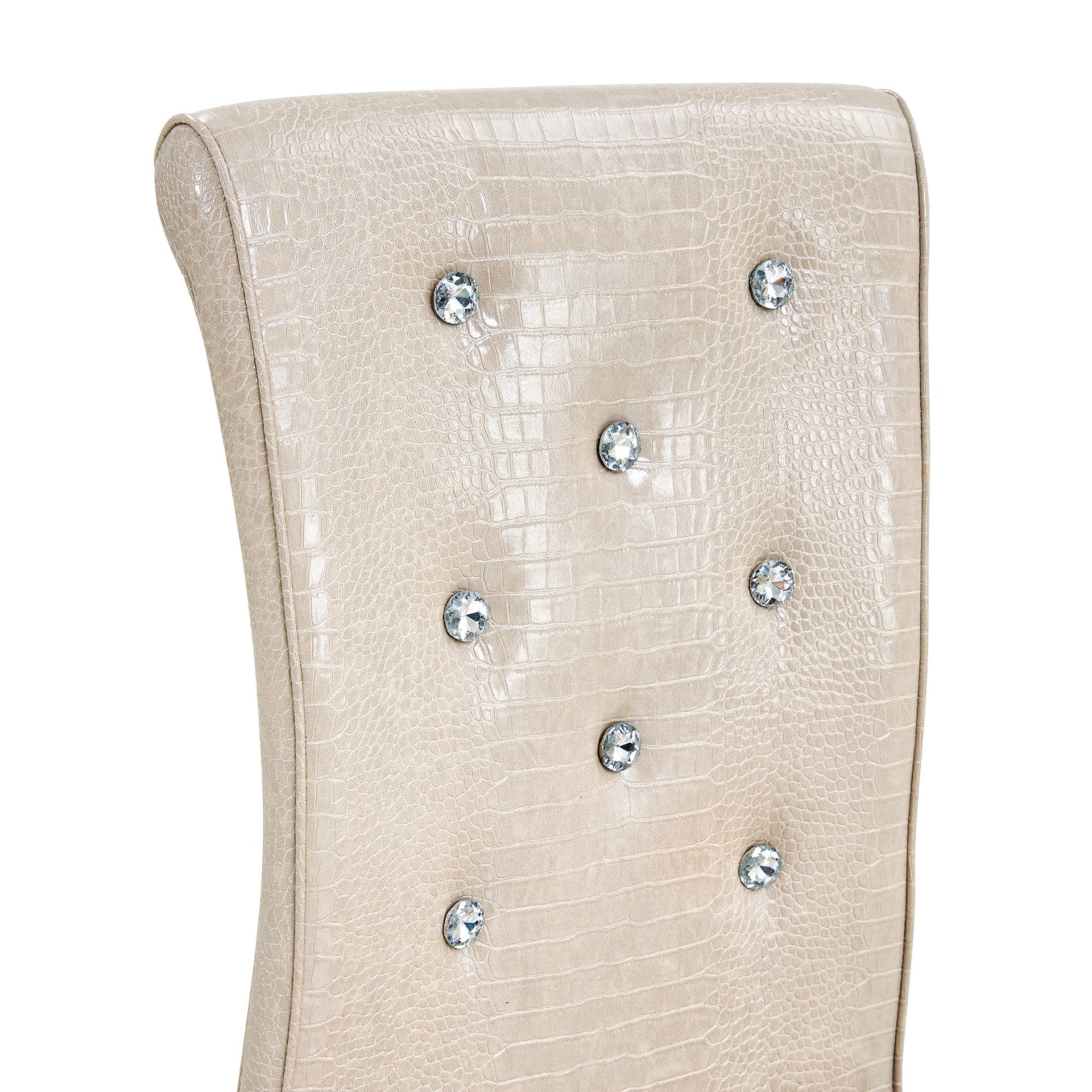 Set of 4,Retro alligator skin Upholstered dining chairs,with Crystal buckle design and Faux Leather design,a touch of elegance and mystery to the dining area,Electroplated metal bow leg
