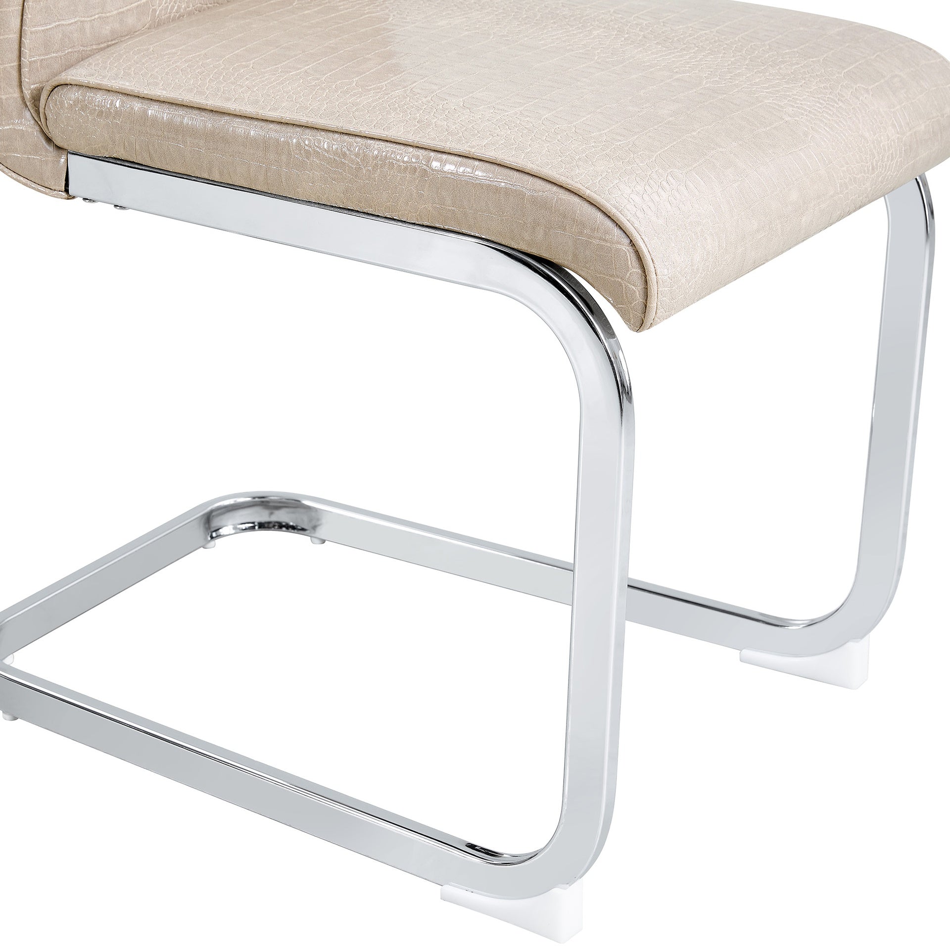Set of 4,Retro alligator skin Upholstered dining chairs,with Crystal buckle design and Faux Leather design,a touch of elegance and mystery to the dining area,Electroplated metal bow leg