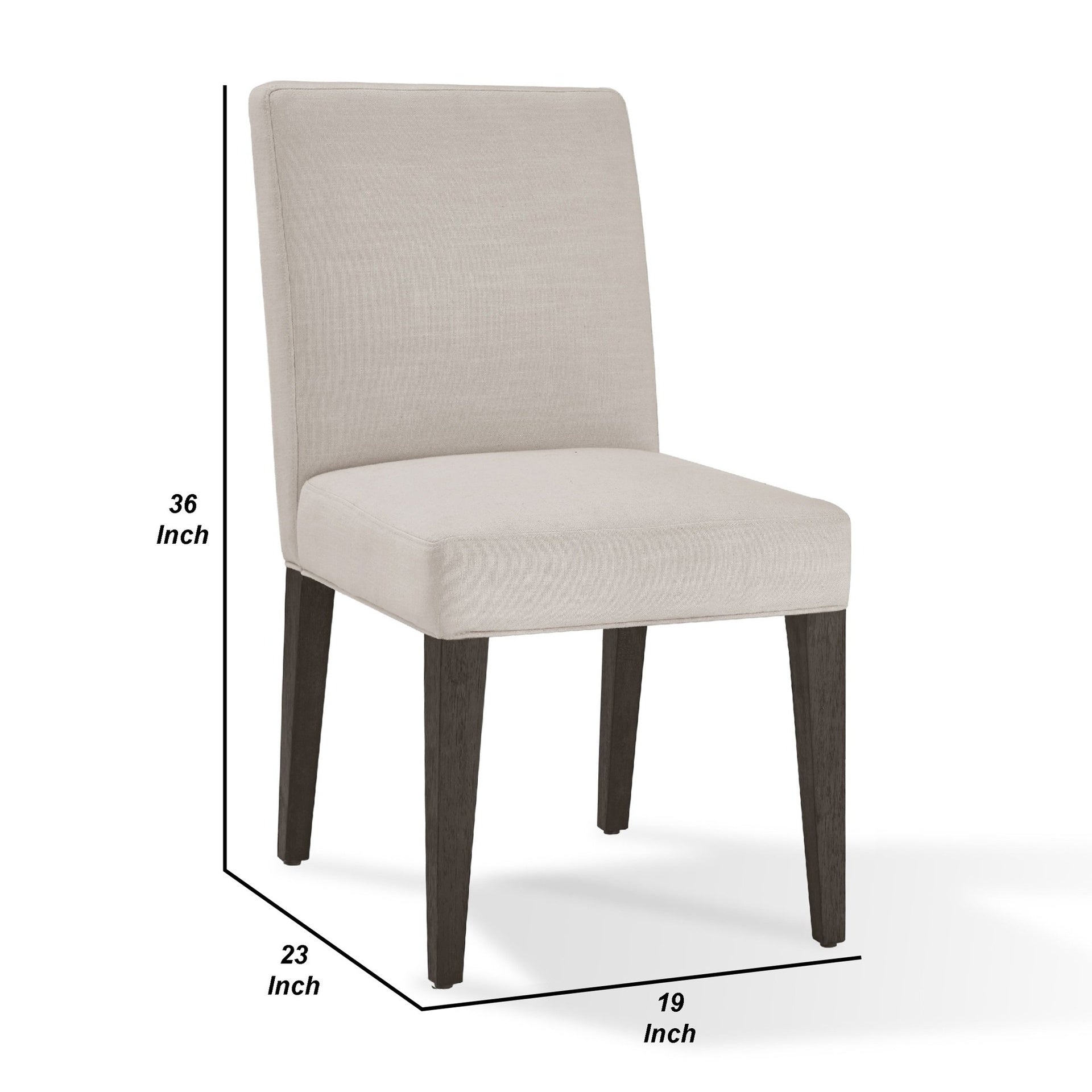 Mod 19 Inch Parson Style Dining Chair, Rubberwood, Set of 2, Light Gray
