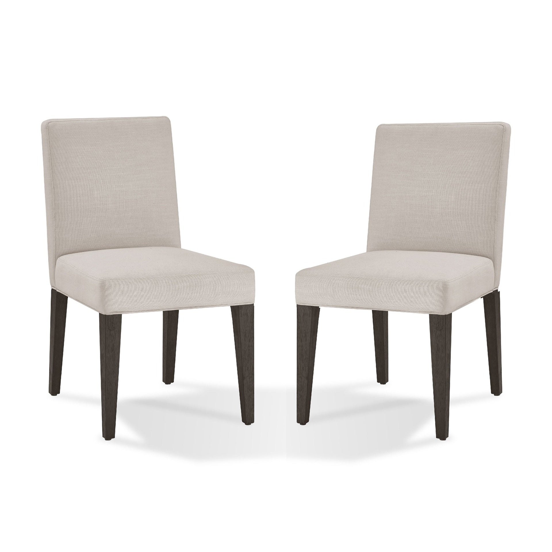 Mod 19 Inch Parson Style Dining Chair, Rubberwood, Set of 2, Light Gray