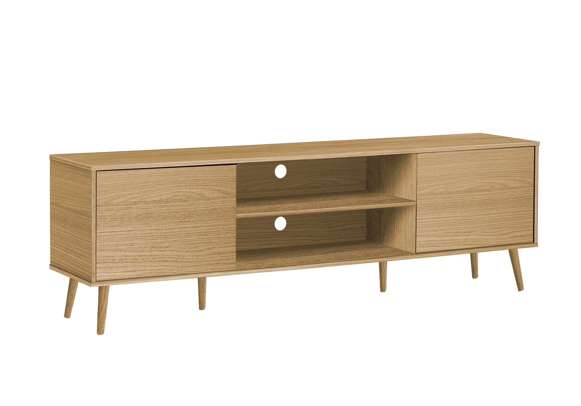Tv Stand, 72 Inch, Console, Media Entertainment Center, Storage Cabinet, Living Room, Bedroom, Natural Laminate, Wood Legs, Contemporary, Modern