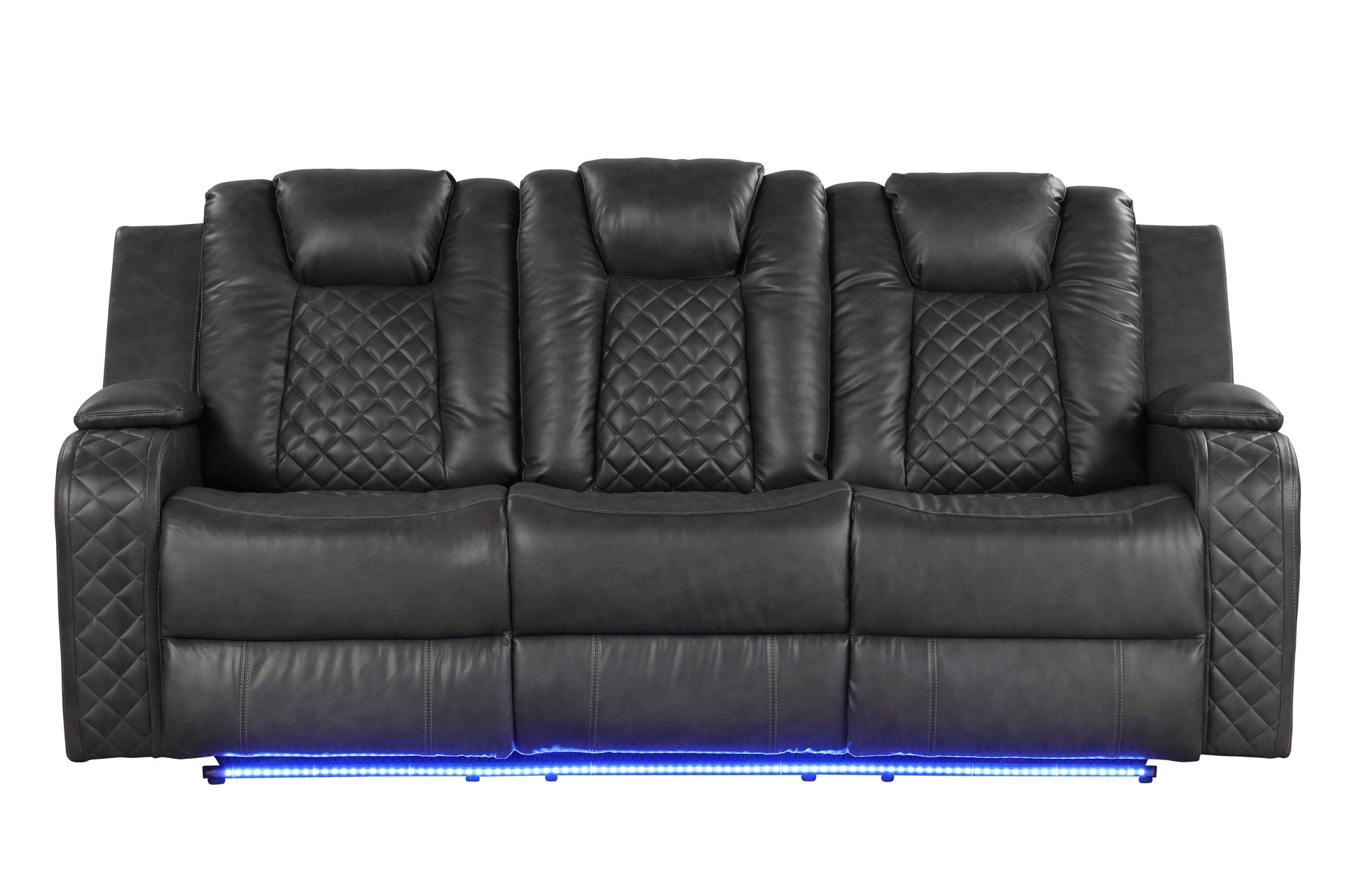 BENZ LED & Power Reclining Sofa Made With Faux Leather in Black  same as 659436482487 (CA inventory)