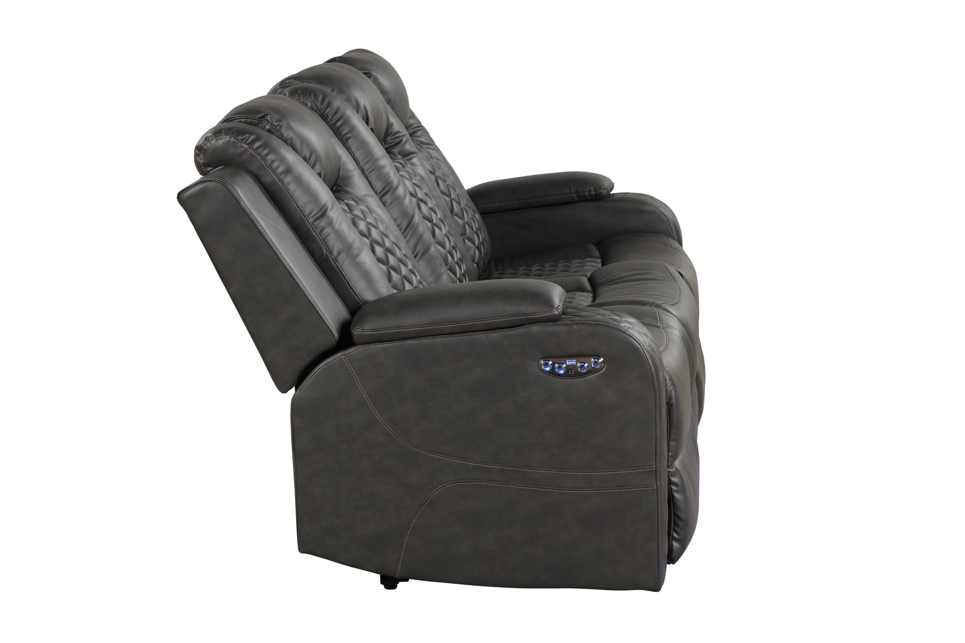 BENZ LED & Power Reclining Sofa Made With Faux Leather in Black  same as 659436482487 (CA inventory)
