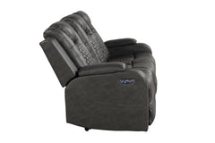 BENZ LED & Power Reclining Sofa Made With Faux Leather in Black  same as 659436482487 (CA inventory)