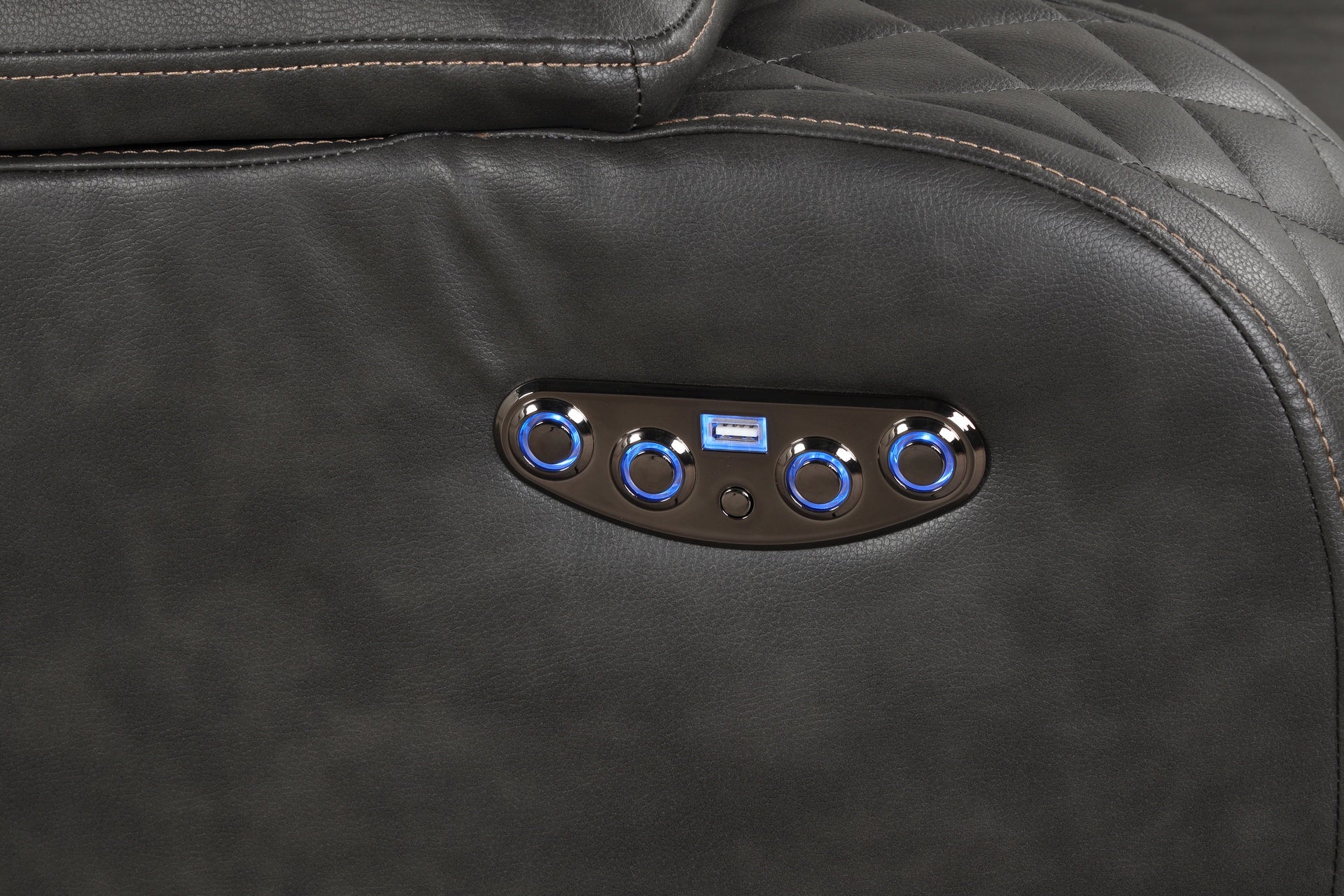 BENZ LED & Power Reclining Sofa Made With Faux Leather in Black  same as 659436482487 (CA inventory)