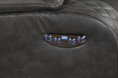 BENZ LED & Power Reclining Sofa Made With Faux Leather in Black  same as 659436482487 (CA inventory)