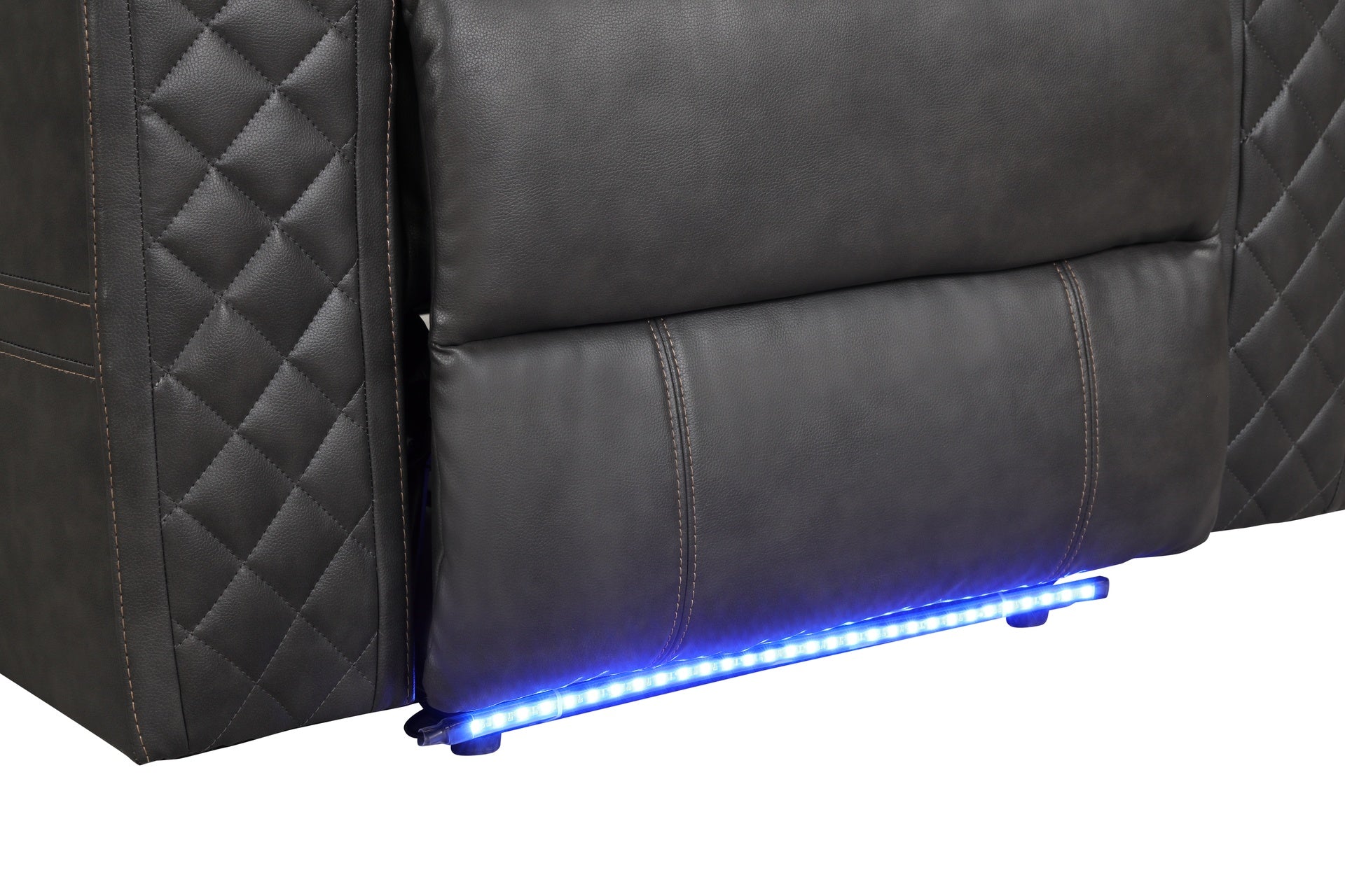 BENZ LED & Power Reclining Sofa Made With Faux Leather in Black  same as 659436482487 (CA inventory)