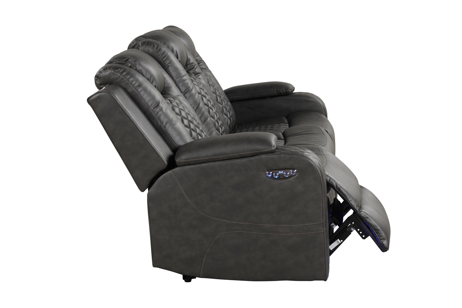 BENZ LED & Power Reclining Sofa Made With Faux Leather in Black  same as 659436482487 (CA inventory)