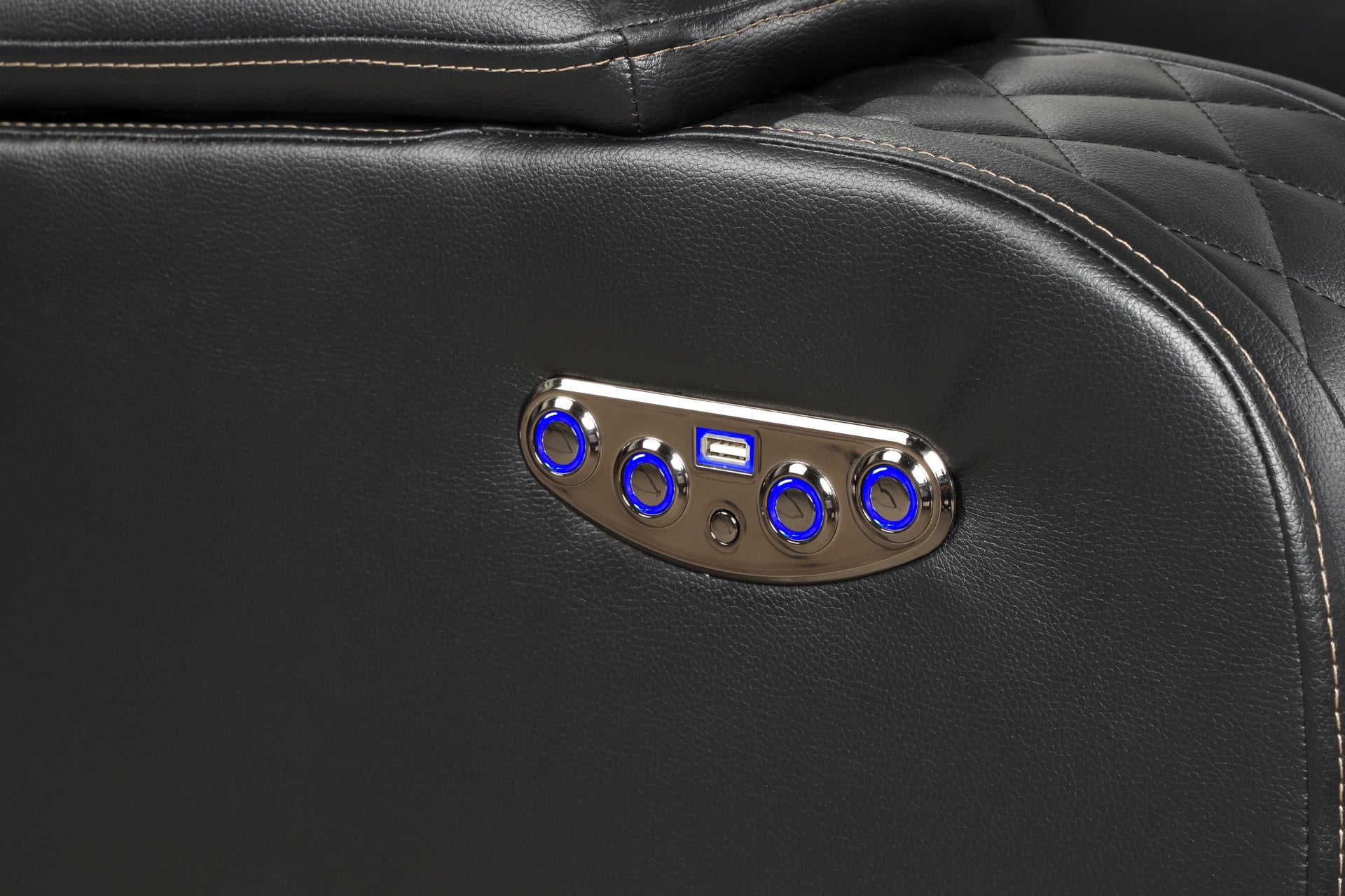 BENZ LED & Power Reclining Sofa Made With Faux Leather in Black  same as 659436482487 (CA inventory)