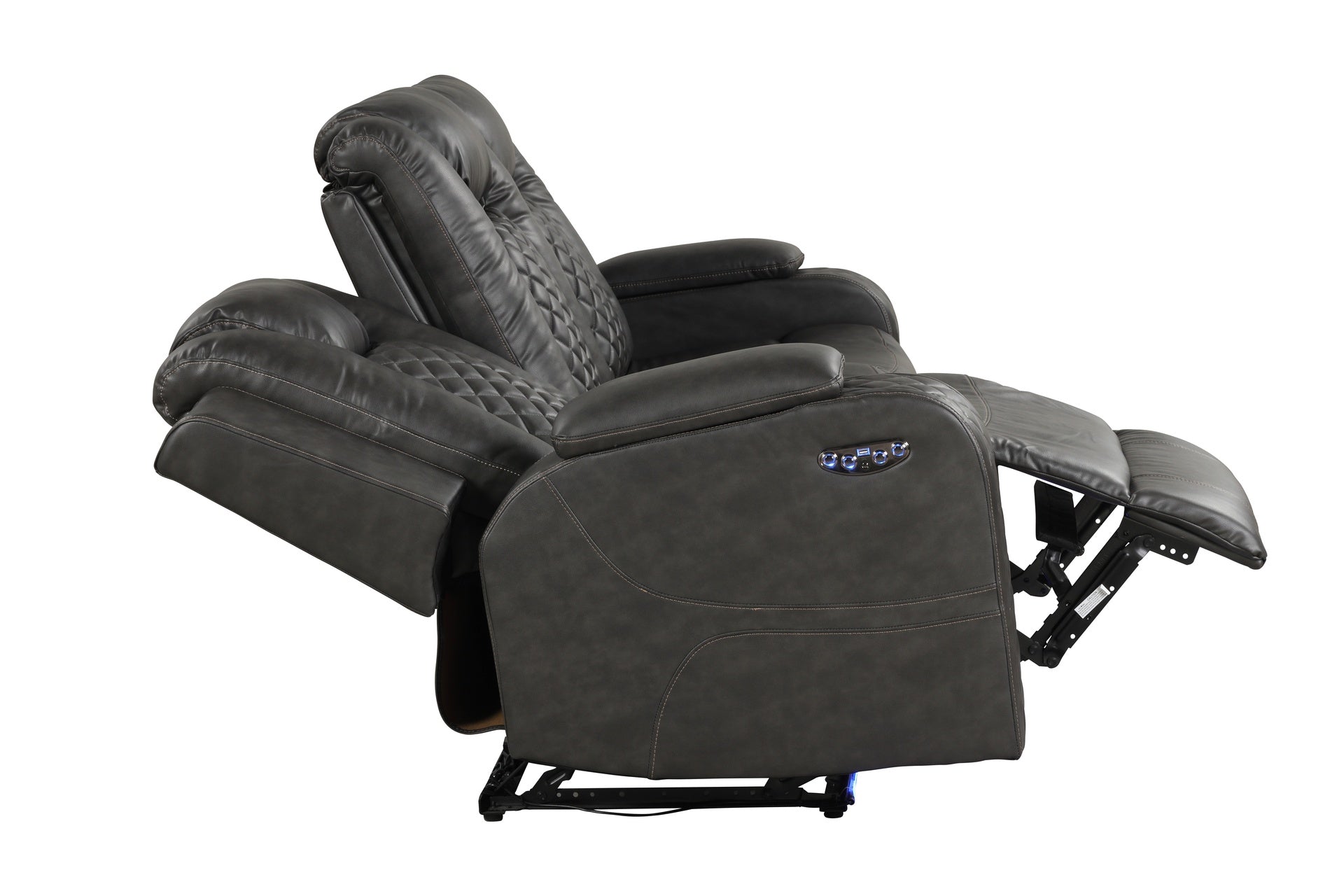 BENZ LED & Power Reclining Sofa Made With Faux Leather in Black  same as 659436482487 (CA inventory)