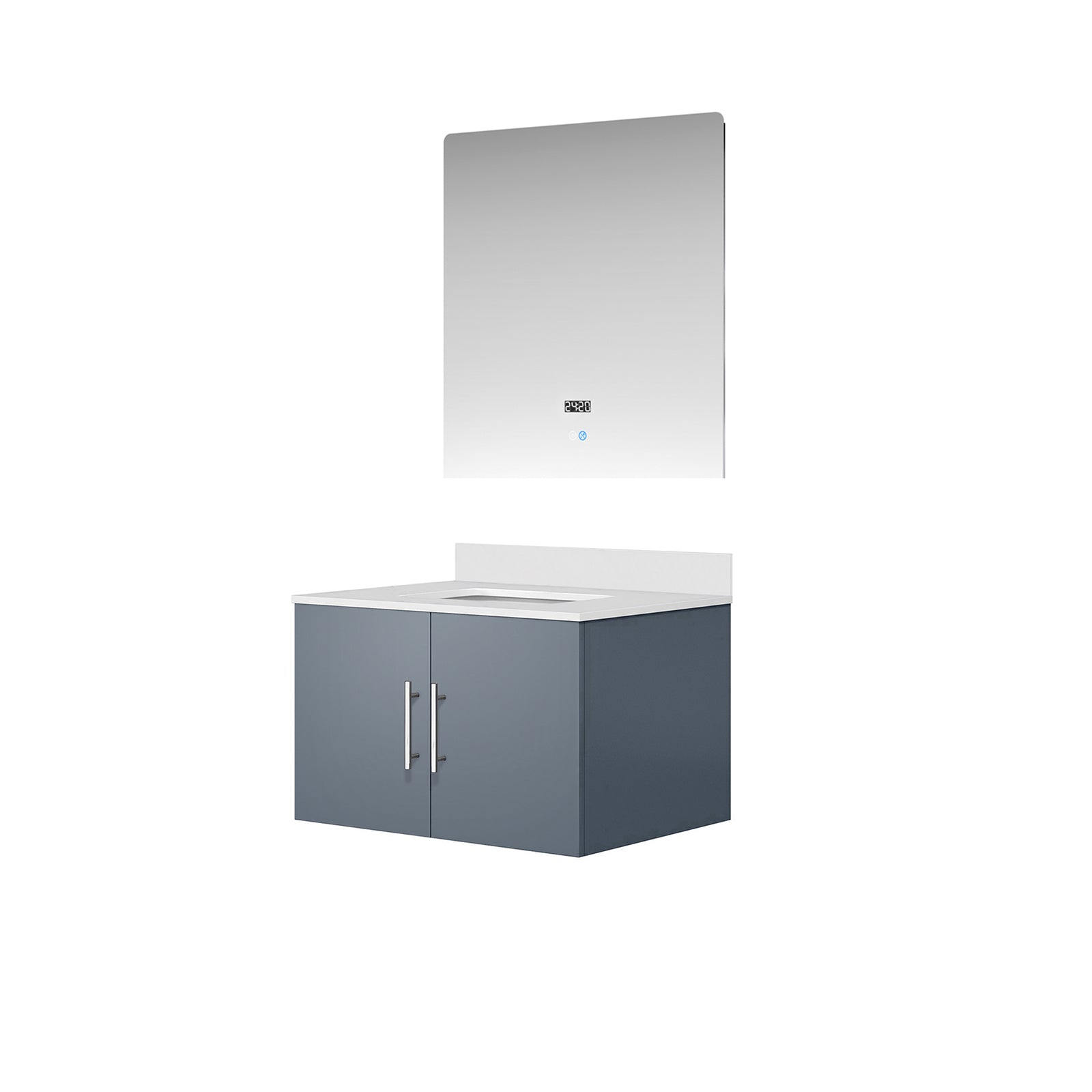 Dark Grey Bath Vanity 30 in. W x 22 in. D, Cultured Marble Top, and 30 in. LED Mirror