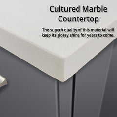 Dark Grey Bath Vanity 30 in. W x 22 in. D, Cultured Marble Top, and 30 in. LED Mirror