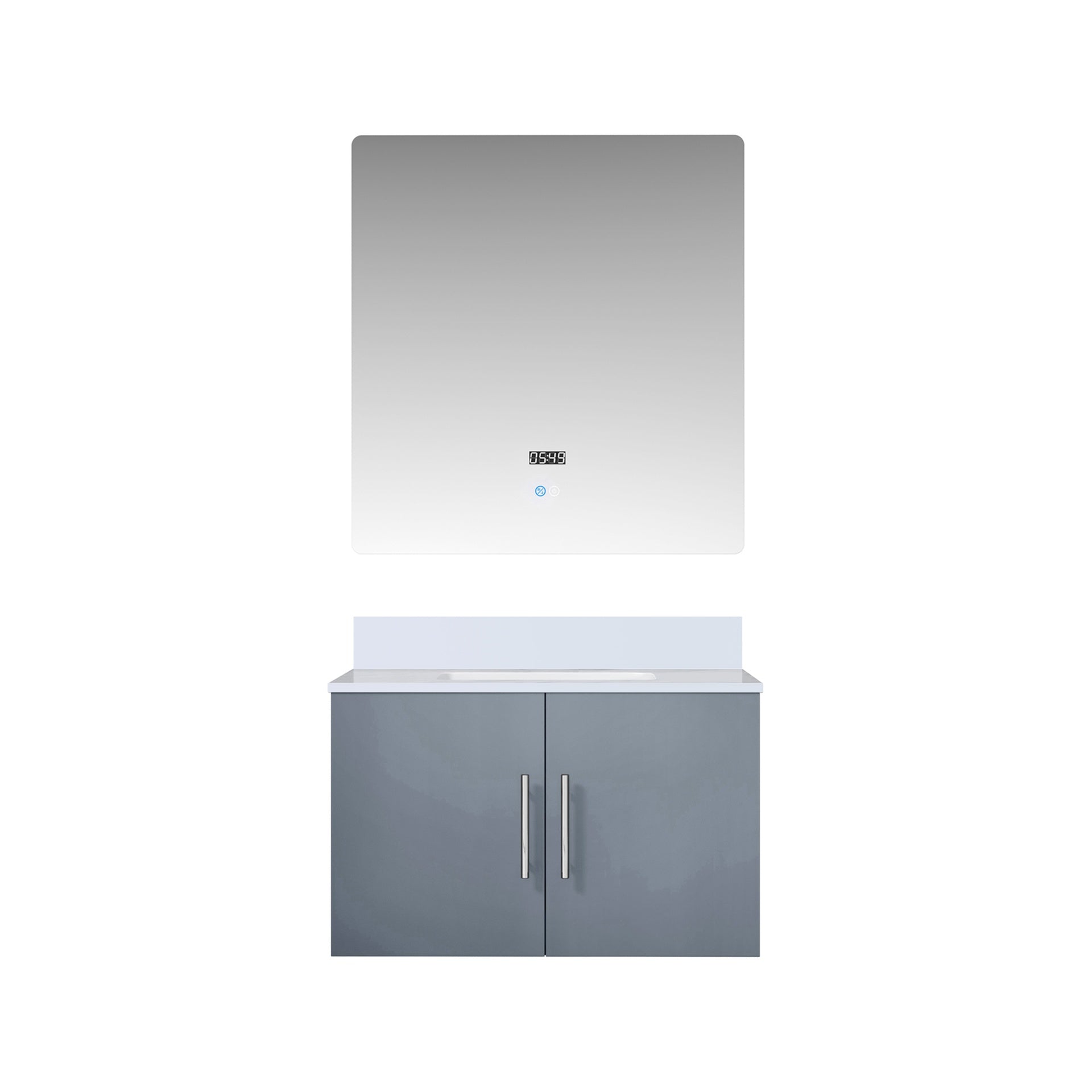 Dark Grey Bath Vanity 30 in. W x 22 in. D, Cultured Marble Top, and 30 in. LED Mirror
