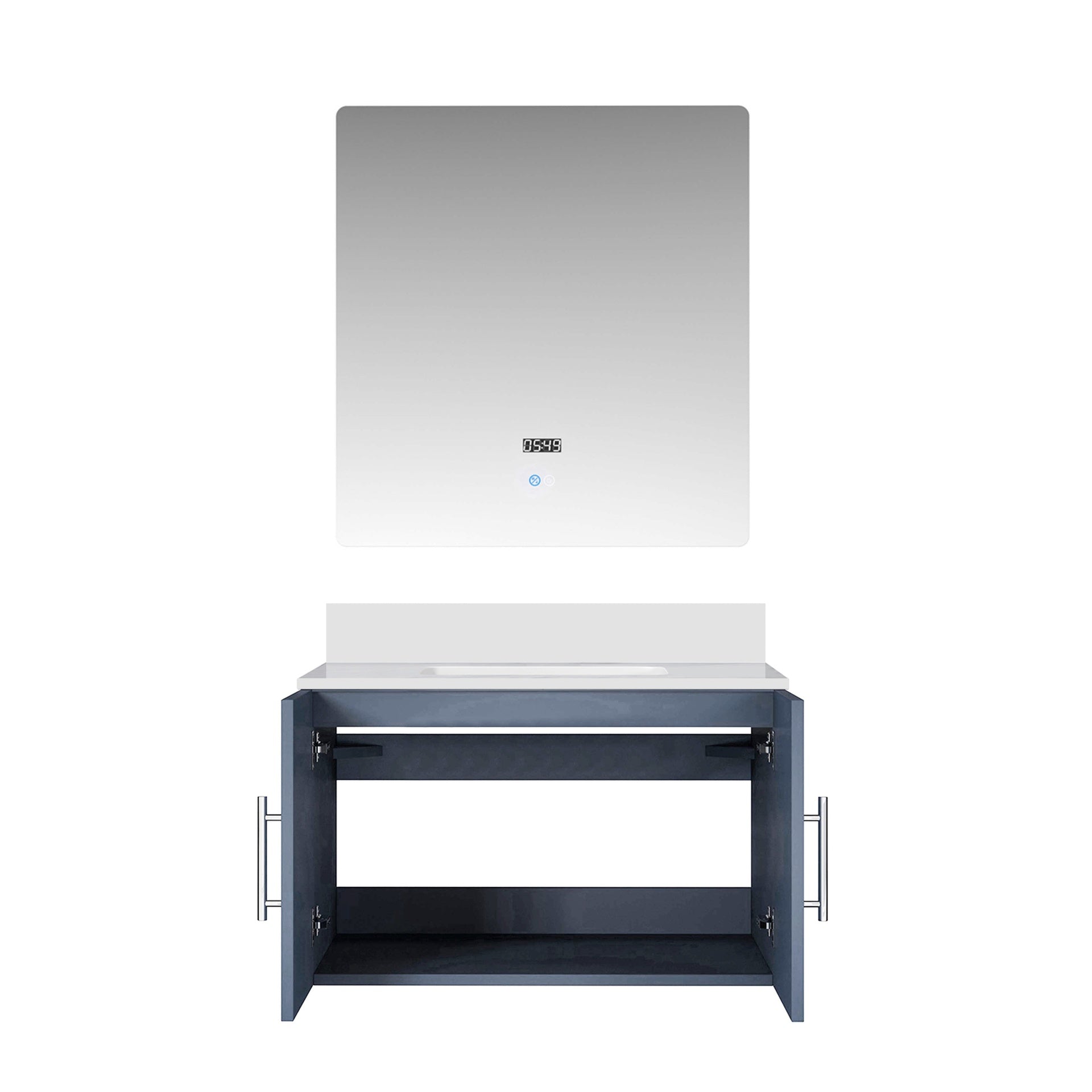 Dark Grey Bath Vanity 30 in. W x 22 in. D, Cultured Marble Top, and 30 in. LED Mirror