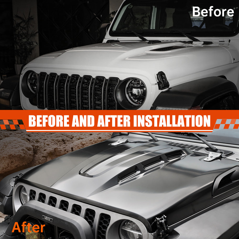 The Avenger Style Hood Compatible with 2018+Jeep Wrangler JL JLU&2020-2023 Gladiator JT(Not for Mojave&392 Model)